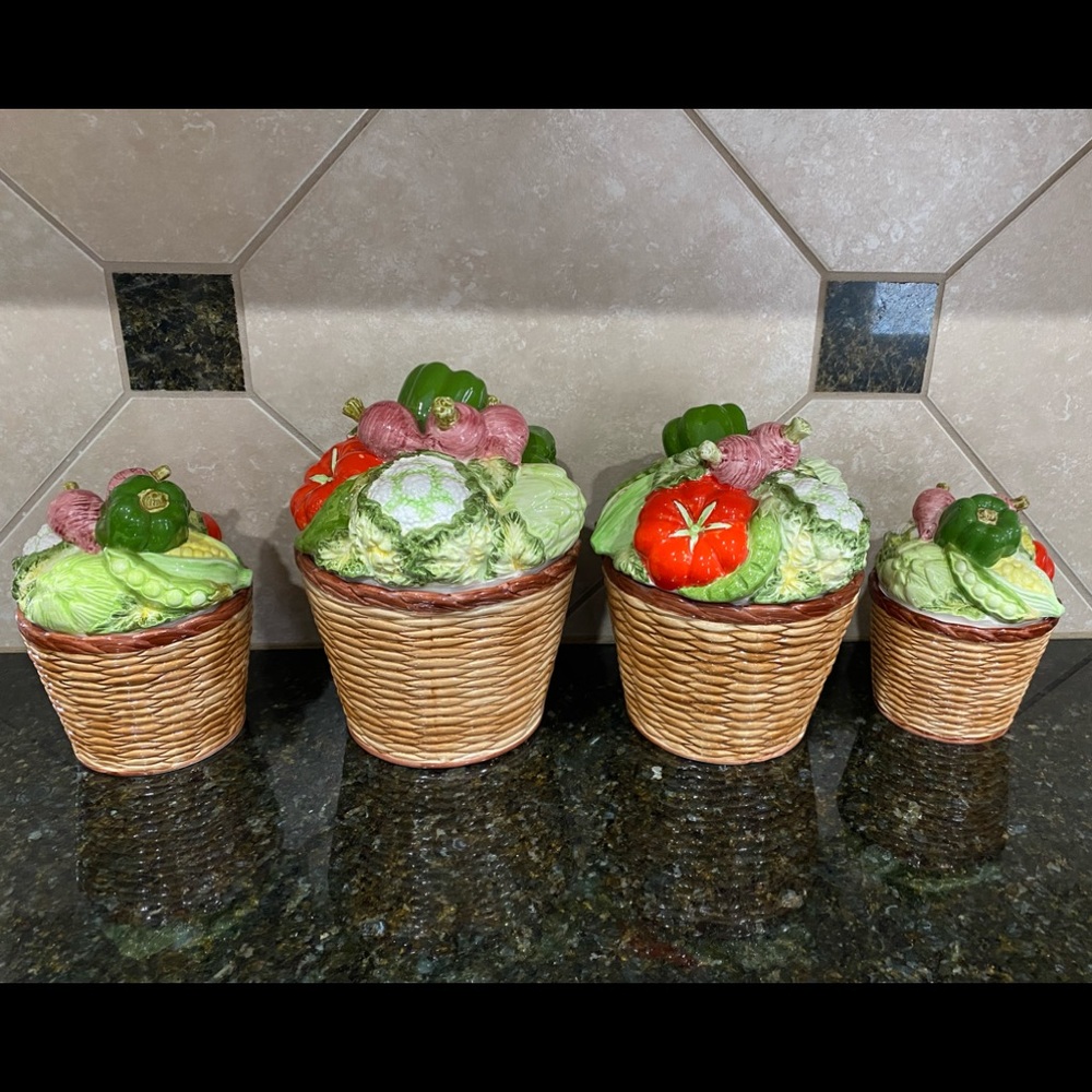 Vintage RARE 1981 HALDON GROUP 4 PC Vegetable Canister Set